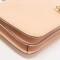 Tory Burch Beige Patent Leather Adalyn Flap Crossbody Bag