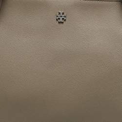 Tory Burch Beige/Silver Faux Leather Medium York Buckle Tote