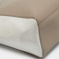 Tory Burch Beige/Silver Faux Leather Medium York Buckle Tote