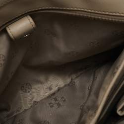 Tory Burch Beige/Silver Faux Leather Medium York Buckle Tote
