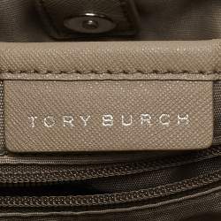 Tory Burch Beige/Silver Faux Leather Medium York Buckle Tote