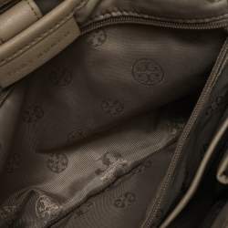 Tory Burch Beige/Silver Faux Leather Medium York Buckle Tote