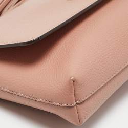 Pre Owned Tory Burch Salmon Pink Leather Thea Fap Crossbody Bag