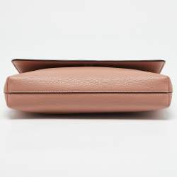 Pre Owned Tory Burch Salmon Pink Leather Thea Fap Crossbody Bag