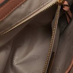 Pre Owned Tory Burch Salmon Pink Leather Thea Fap Crossbody Bag