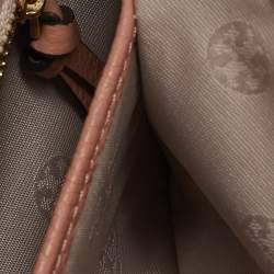 Pre Owned Tory Burch Salmon Pink Leather Thea Fap Crossbody Bag