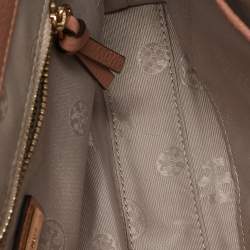 Pre Owned Tory Burch Salmon Pink Leather Thea Fap Crossbody Bag