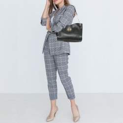 Pre Owned Tory Burch Black Leather Small Britten Slouchy Tote