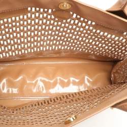 Pre Owned Tory Burch Brown Laser Cut Leather Georgiana Tote