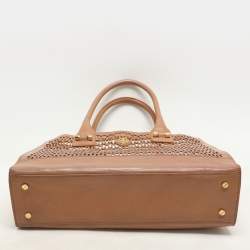 Pre Owned Tory Burch Brown Laser Cut Leather Georgiana Tote