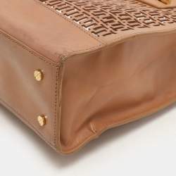 Pre Owned Tory Burch Brown Laser Cut Leather Georgiana Tote