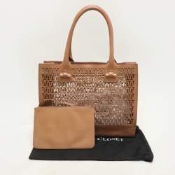 Pre Owned Tory Burch Brown Laser Cut Leather Georgiana Tote
