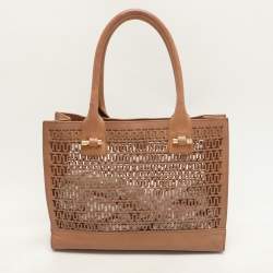 Pre Owned Tory Burch Brown Laser Cut Leather Georgiana Tote