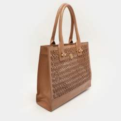 Pre Owned Tory Burch Brown Laser Cut Leather Georgiana Tote