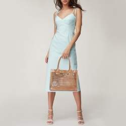 Pre Owned Tory Burch Brown Laser Cut Leather Georgiana Tote