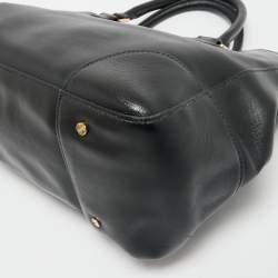 Pre Owned Tory Burch Black Leather Large Robinson Double Zip Tote