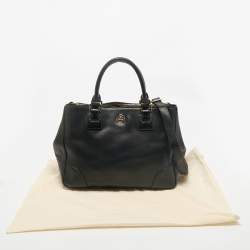 Pre Owned Tory Burch Black Leather Large Robinson Double Zip Tote