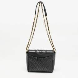Tory Burch Black Quilted Leather Fleming Tassel Crossbody Bag