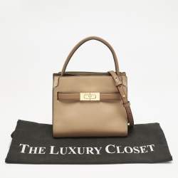 Tory Burch Brown Leather Petite Lee Radziwill Double Tote