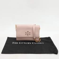 Tory Burch Pink Leather Britten Flap Crossbody Bag
