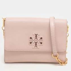 Tory Burch Pink Leather Britten Flap Crossbody Bag