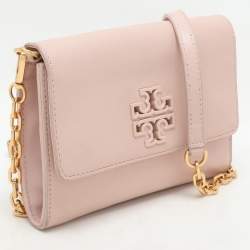 Tory Burch Pink Leather Britten Flap Crossbody Bag