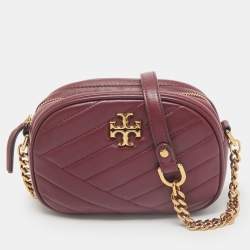 Tory Burch Burgundy Chevron Leather Kira Camera Bag