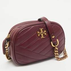 Tory Burch Burgundy Chevron Leather Kira Camera Bag