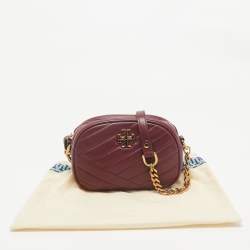 Tory Burch Burgundy Chevron Leather Kira Camera Bag