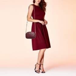 Tory Burch Burgundy Chevron Leather Kira Camera Bag