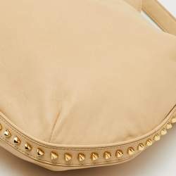 Tory Burch Light Beige Leather Pyramid Studs Hobo