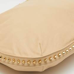 Tory Burch Light Beige Leather Pyramid Studs Hobo