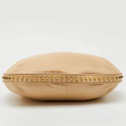 Tory Burch Light Beige Leather Pyramid Studs Hobo