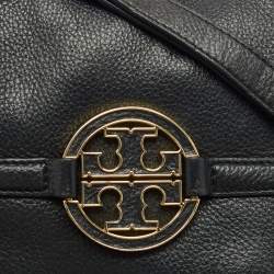 Pre Owned Tory Burch Black Leather Amanda Foldover Crossbody Bag