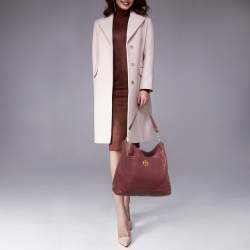 Pre Owned Tory Burch Burgundy Leather Chelsea Chain Hobo