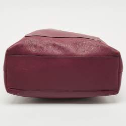 Pre Owned Tory Burch Burgundy Leather Chelsea Chain Hobo