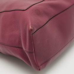 Pre Owned Tory Burch Burgundy Leather Chelsea Chain Hobo