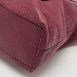 Pre Owned Tory Burch Burgundy Leather Chelsea Chain Hobo