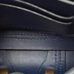 Tory Burch Navy Blue Leather Mini Block-T Studded Top Handle Bag