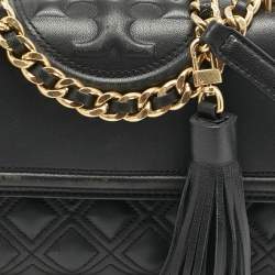 Tory Burch Black Leather Small Fleming Shoulder Bag