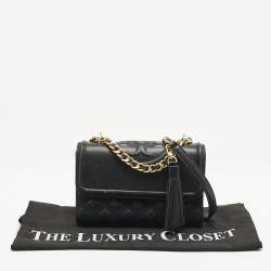 Tory Burch Black Leather Small Fleming Shoulder Bag
