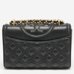 Tory Burch Black Leather Small Fleming Shoulder Bag