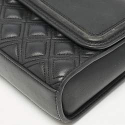 Tory Burch Black Leather Small Fleming Shoulder Bag