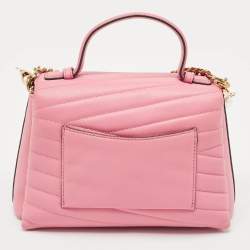Tory Burch Pink Chevron Leather Kira Top Handle Bag