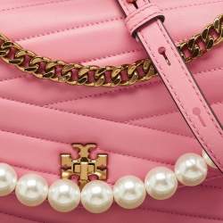Tory Burch Pink Chevron Leather Kira Top Handle Bag
