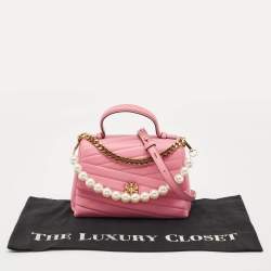 Tory Burch Pink Chevron Leather Kira Top Handle Bag