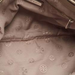 Pre Owned Tory Burch Grey Woven Patent and Leather Robinson Double Zip Tote