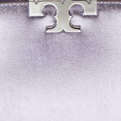 Pre Owned Tory Burch Metallic Purple Leather Mini Eleanor Top Handle Bag