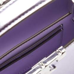 Pre Owned Tory Burch Metallic Purple Leather Mini Eleanor Top Handle Bag