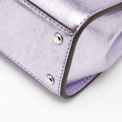 Pre Owned Tory Burch Metallic Purple Leather Mini Eleanor Top Handle Bag